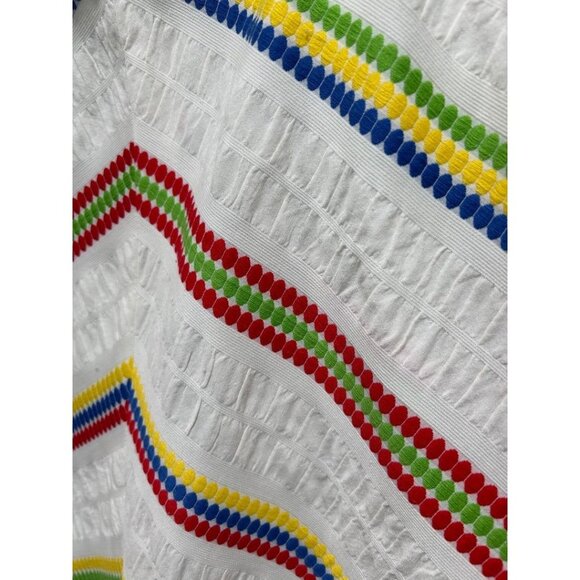 Kmart Vintage Rainbow Midi Skirt 1980s White A-Line Retro Fun - Picture 3 of 7